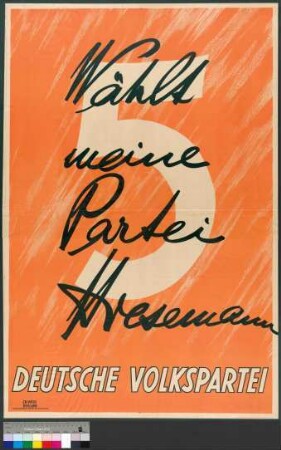 Wahlplakat der DVP zur Reichstagswahl am 14. September 1930