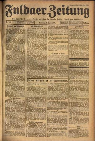 Ausgabe vom Samstag, den 11. Juni 1927.