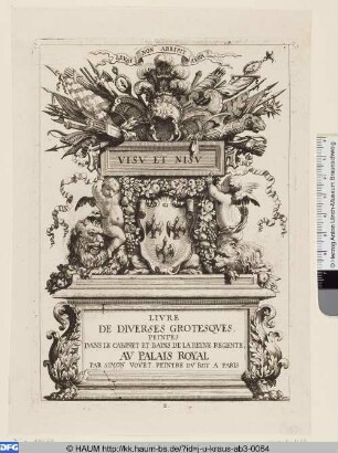 Livre de diverses Grotesques, Titelblatt
