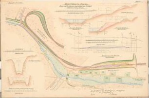 Schlesische Gebirgsbahn Schinkelwettbewerb 1900: Bahnhof Neu-Kamnitz. Bahn- und Weganlagen, Anschlussbahnen, Wildbach-Verbauung: Lageplan, Schnitte 1:1250, 1:200, 1:100