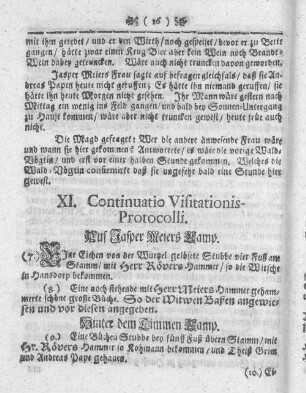 XI. Continuatio Visitationis-Protocolli.