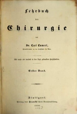 Lehrbuch der Chirurgie, 1. Lehrbuch der allgemeinen Chirurgie