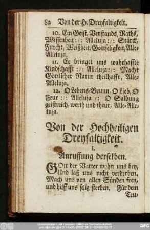 Von der Hochheiligen Dreyfaltigkeit.