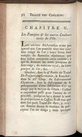 Chapitre V. Les Poupres & les autres Couleurs tirées de l'Or.