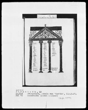 Evangeliar mit Capitulare, Palastschule Karls des Kahlen — Kanon X, Folio 14recto