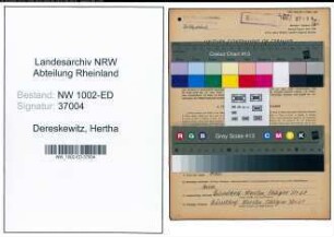 Entnazifizierung Hertha Dereskewitz, geb. 14.04.1892 (Lehrerin)