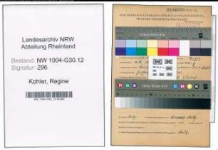 Entnazifizierung Regine Kohler , geb. 07.08.1908 ()