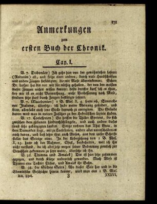Anmerkungen zum ersten Buch der Chronik.