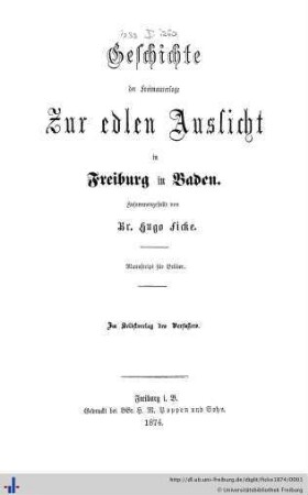 Geschichte der Freimaurerloge zur edlen Aussicht in Freiburg in Baden
