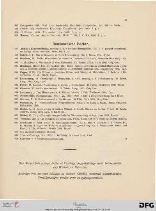 Numismatische Bücher (Nr. 891-910)