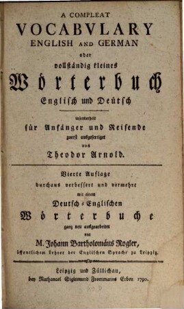 A compleat Vocabulary English and German