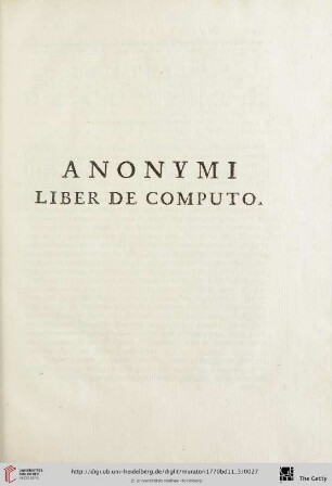 Anonymi Liber de Computo