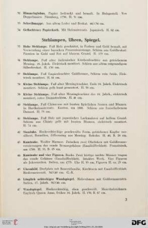 Stehlampen, Uhren, Spiegel (Nr. 35-50)