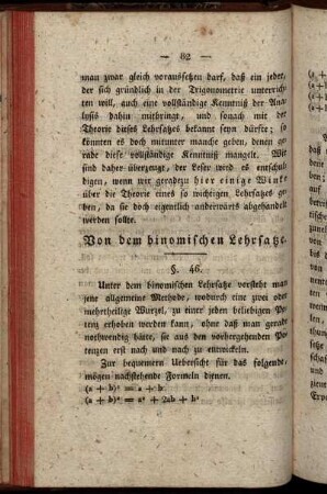 Von dem binomischen Lehrsatze.