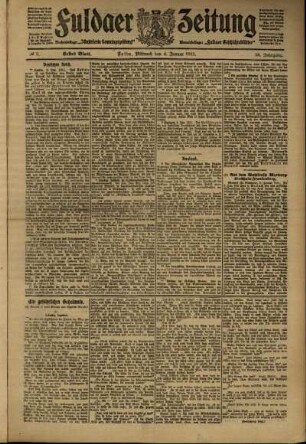 Erste Ausgabe vom Mittwoch, den 04. Januar 1911.