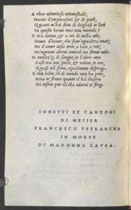 Sonetti Et Canzoni Di Messer Francesco Petrarcha, In Morte Di Madonna Lavra.
