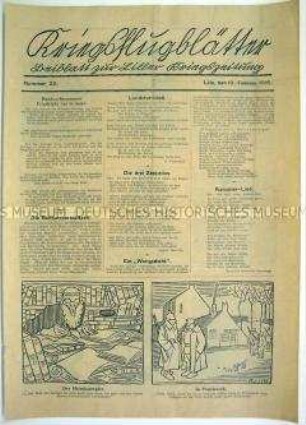 Illustrierte Beilage der "Liller Kriegszeitung" mit Karikaturen zum Kriegsgeschehen