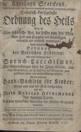[Sechsfach kurtzgefaßte Ordnung des Heils]