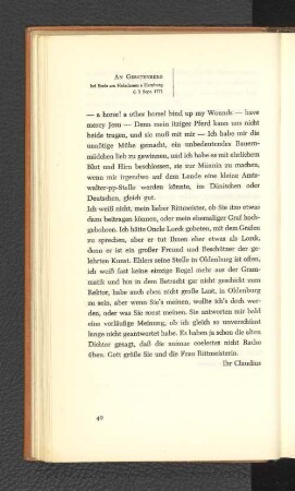 An Gerstenberg bei Bode am Holzdamm á Hamburg, den 28. Oktober 1771