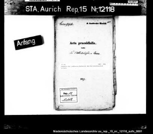 Handakten des Landdrosten Bacmeister über die Ackerbauschule in Esens