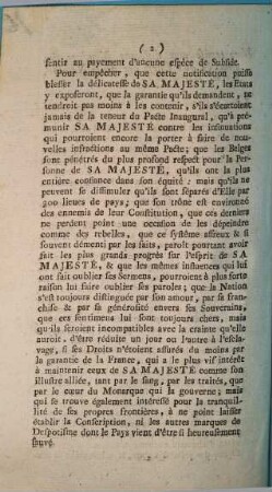 Note remise aux différens Membres des Etats & aux Chefs des neufs Nations, le 1er. Juillet 1787.