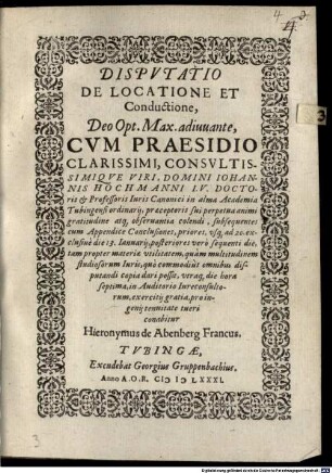 Disp. de locatione et conductione