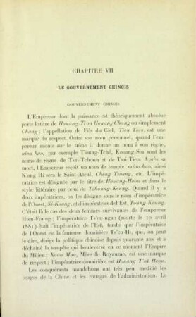Chapitre VII. Le gouvernement Chinois