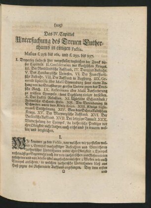Das IV. Capittel. Untersuchung des Treuen Lutherthums in einigen Factis.
