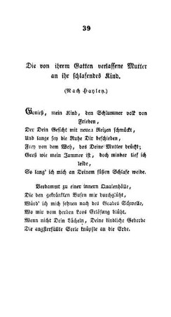 Die von ihrem Gatten verlassene Mutter an ihr schlafendes Kind.