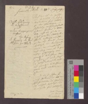 Der Aktuar Johann Friedrich Mittermaier beurkundet die von der Frauenalber Äbtissin Maria Victoria von Wrede im Abteihof eingenommene Huldigung der frauenalbischen Untertanen in Ersingen, Bilfingen, Unterniebelsbach, Pfaffenrot, Schielberg, Burbach, Völkersbach, Sulzbach und Spessart.