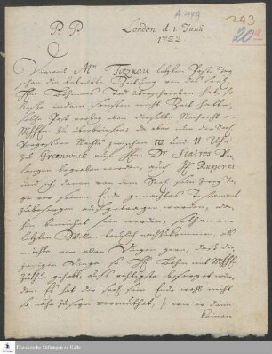 Brief von Johann Christoph Martini an Georg Heinrich Neubauer.