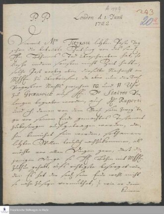 Brief von Johann Christoph Martini an Georg Heinrich Neubauer.