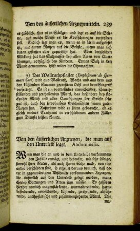 Von den äußerlichen Arzneyen, die man auf den Unterleib leget