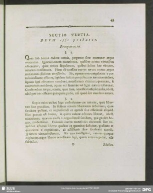 Sectio Tertia. Deum esse probatur. Praeparatio
