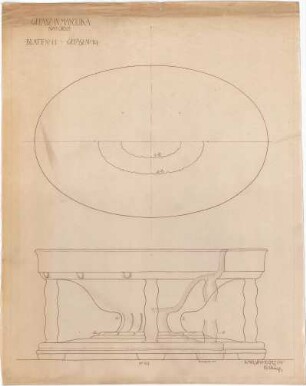 Billing, Hermann; Karlsruhe (Baden-Württemberg); Majolika-Entwürfe, Großherzogliche Manufaktur - Gefäß in Majolika, Gefäß Nr. 19 (Schnitte)