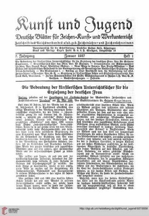 Heft 1 (Januar 1927)