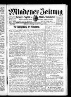 Mindener Zeitung : nationales Tageblatt für Minden u. Nachbargebiete : General-Anzeiger für den nördl. Reg.-Bezirk Minden