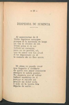 Despedida de ausencia