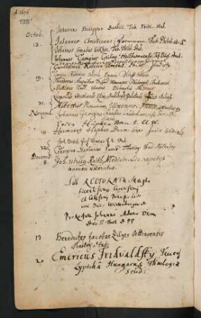 Winterhalbjahr 1676/1677. Rektorat Ludwig Herzog von Württemberg (Prorektor: Johann Adam Osiander)