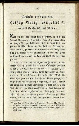 Geschichte der Regierung Herzog Georg Wilhelms (1648-1665)