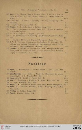 Nachtrag (Nr. 230 - 238)