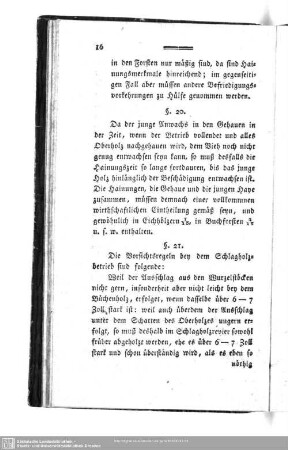 § 19. Die Vorsichtsregeln bey dem Schlagholzbetrieb