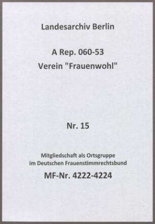 Mitgliedschaft als Ortsgruppe im Deutschen Frauenstimmrechtsbund