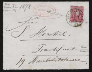 Briefumschlag an Heinrich Henkel : 24.01.1878