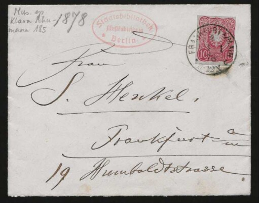 Briefumschlag an Heinrich Henkel : 24.01.1878