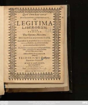 Disputatio Inauguralis, De Legitima Liberorum