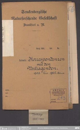 Vorträge im Senckenbergmuseum, Bd. 1
