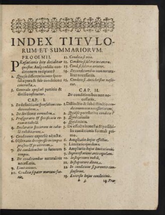 Index Titulorum Et Summariorum