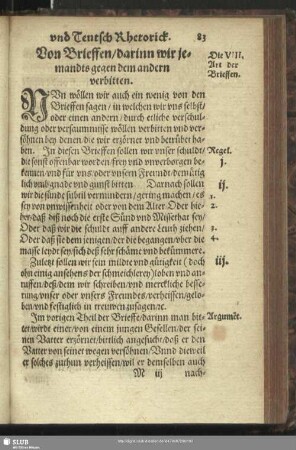 Die VIII. Art der Brieffen. Von Brieffen, darinn wir jemandts gegen dem andern verbitten