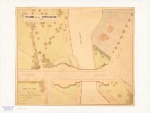 Anlagen an der Puppenbrücke, Lübeck: Grundriss der Anlagen mit Umgebung und Höhenlinien 1: 500, Maßstabsleiste
